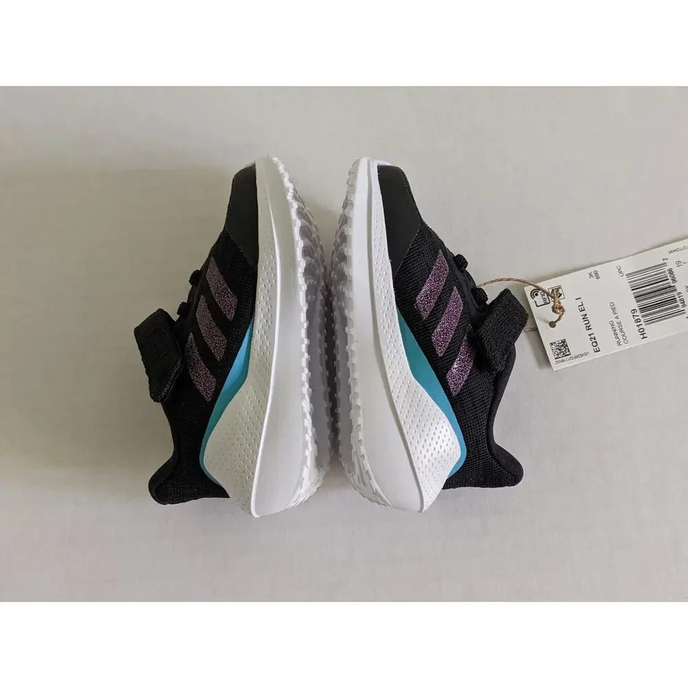 NIB Adidas EQ21 Size 4K Run Sparkle Running Sneaker Shoes Black H01879
